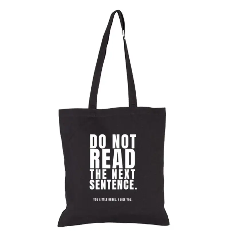 Borsa di tela non leggere la frase successiva piccolo ribelle
