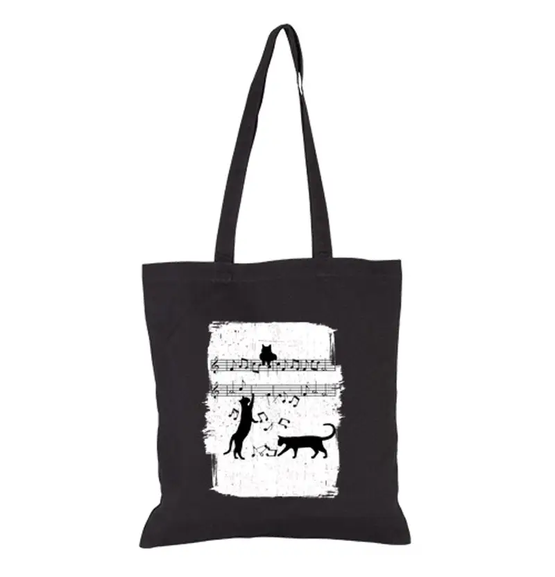 Borsa di tela note musicali di gatti