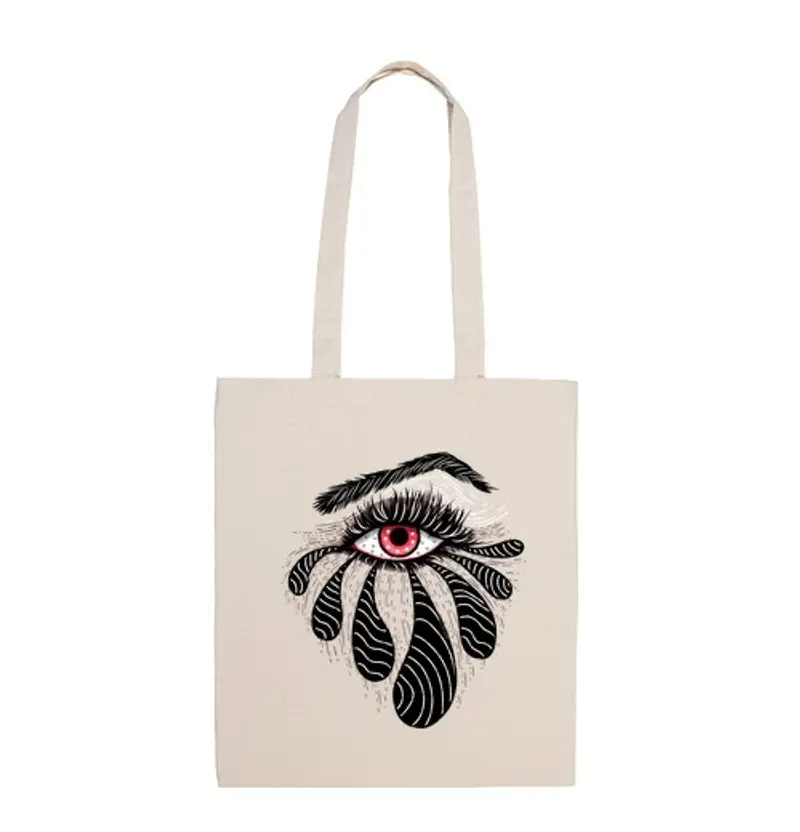 Borsa di tela occhi rossi con lacrime nere