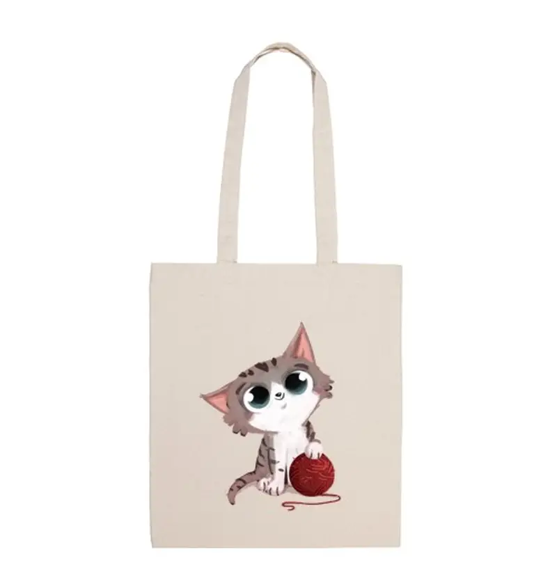 Borsa di tela palla di lana gatto