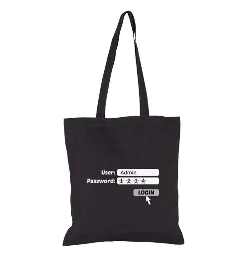 Borsa di tela password - borsa di stoffa, colore nero