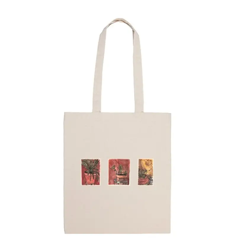 Borsa di tela piante a cartella dell'acquerello