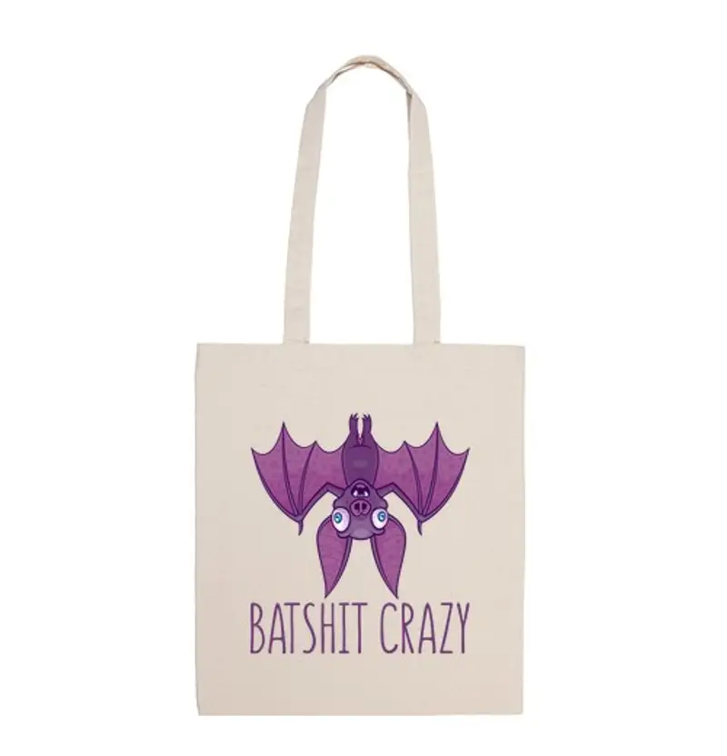 Borsa di tela pipistrello pazzo batshit pazzo cartone