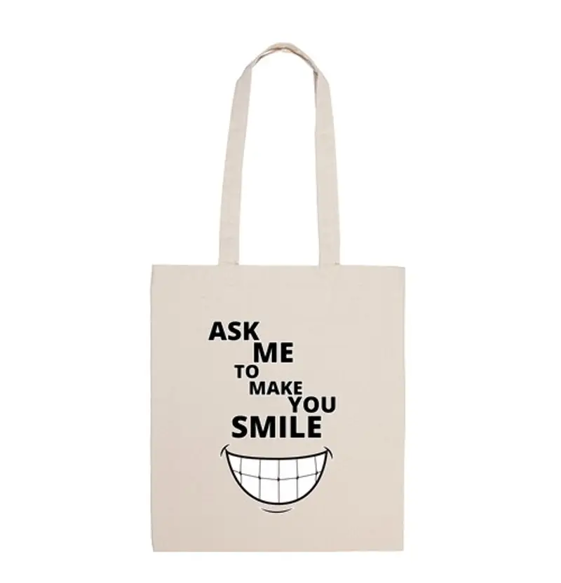 Borsa di tela portare gioia alle persone denti bocca