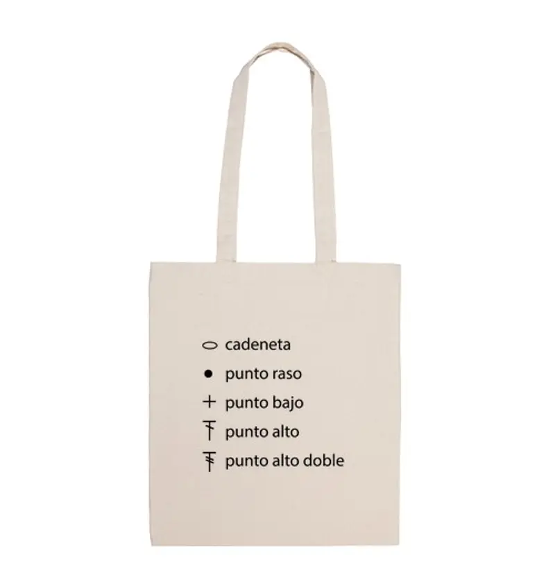 Borsa di tela punti all39uncinetto