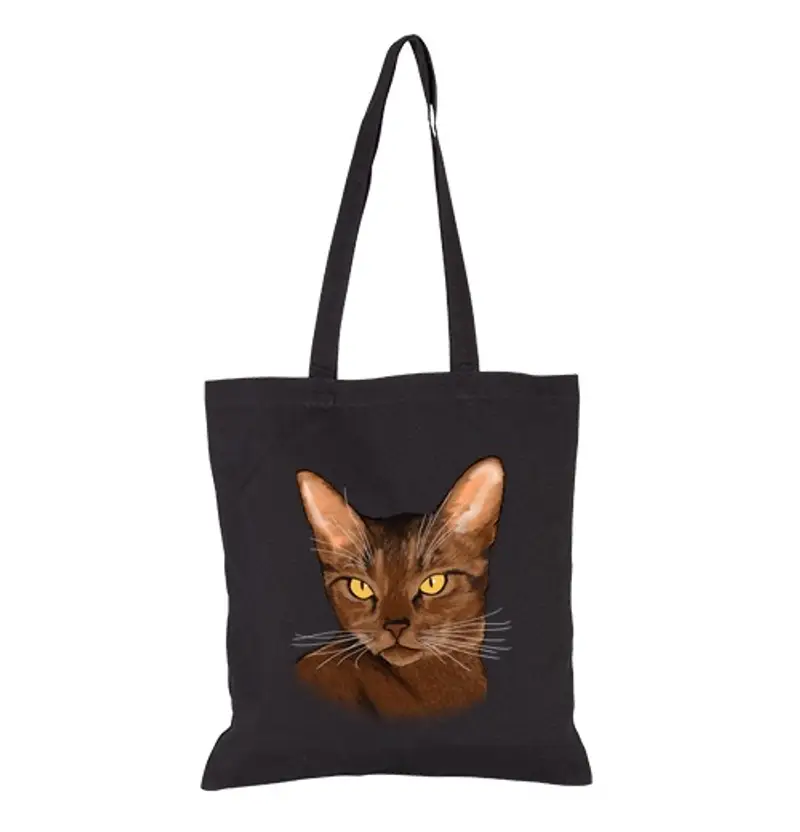 Borsa di tela ritratto di gatto abissino