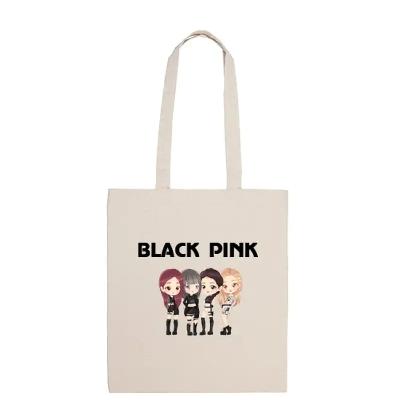 Borsa di tela rosa nera - borsa in tela 100% cotone