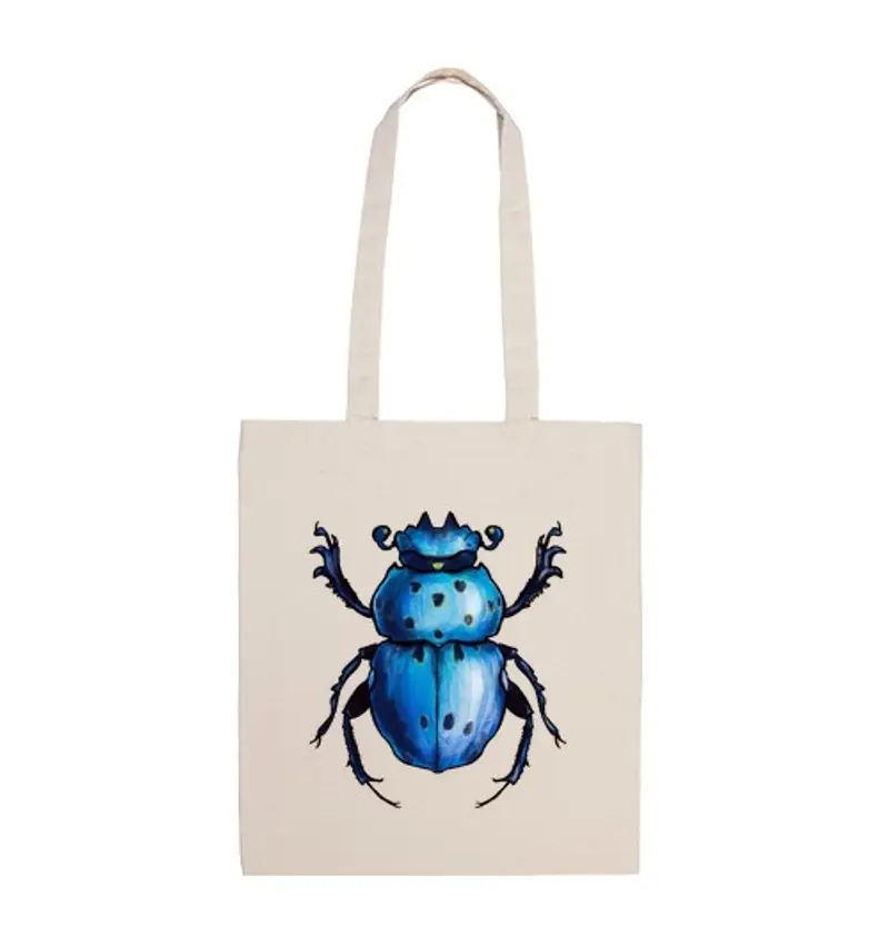 Borsa di tela scarabeo blu arte fresca degli insetti