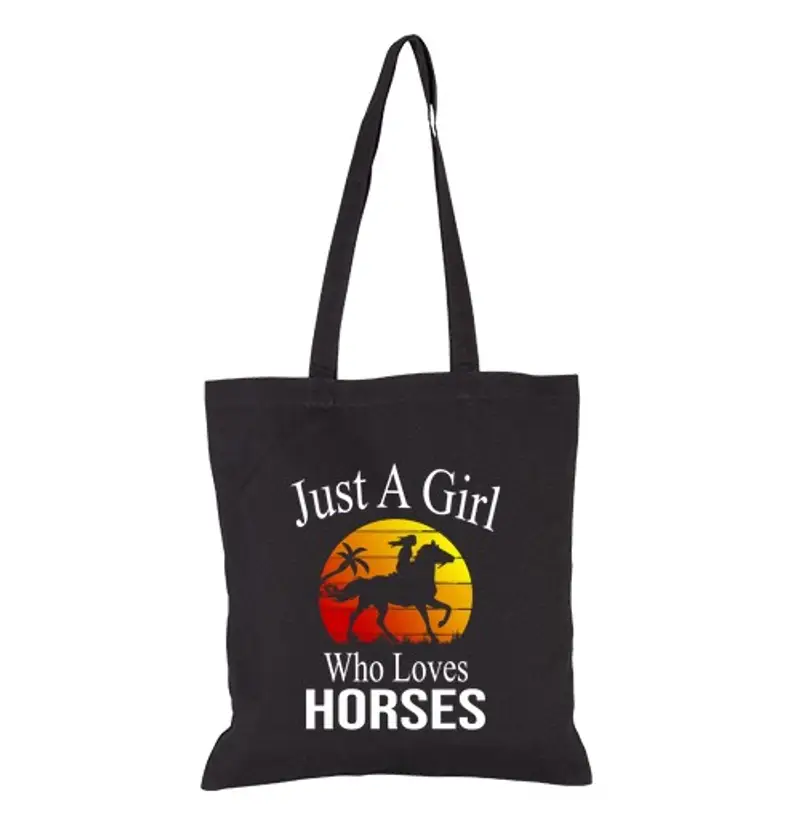 Borsa di tela solo una ragazza che ama i cavalli raga