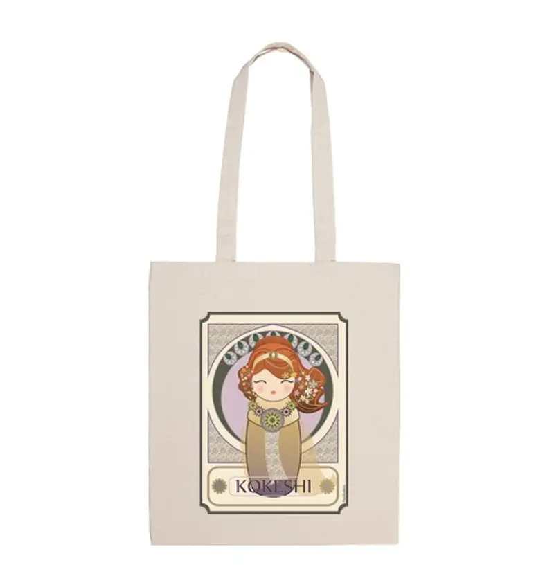 Borsa di tela spalla kokeshi a. molto