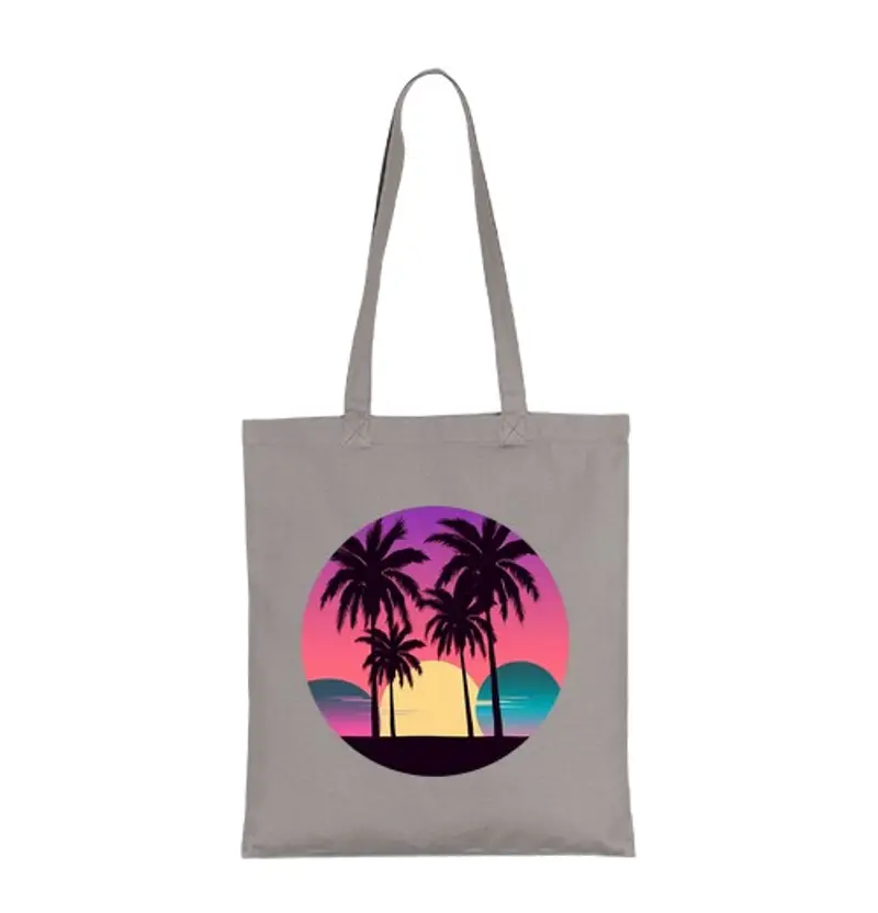 Borsa di tela spiaggia di palme e tripla luna