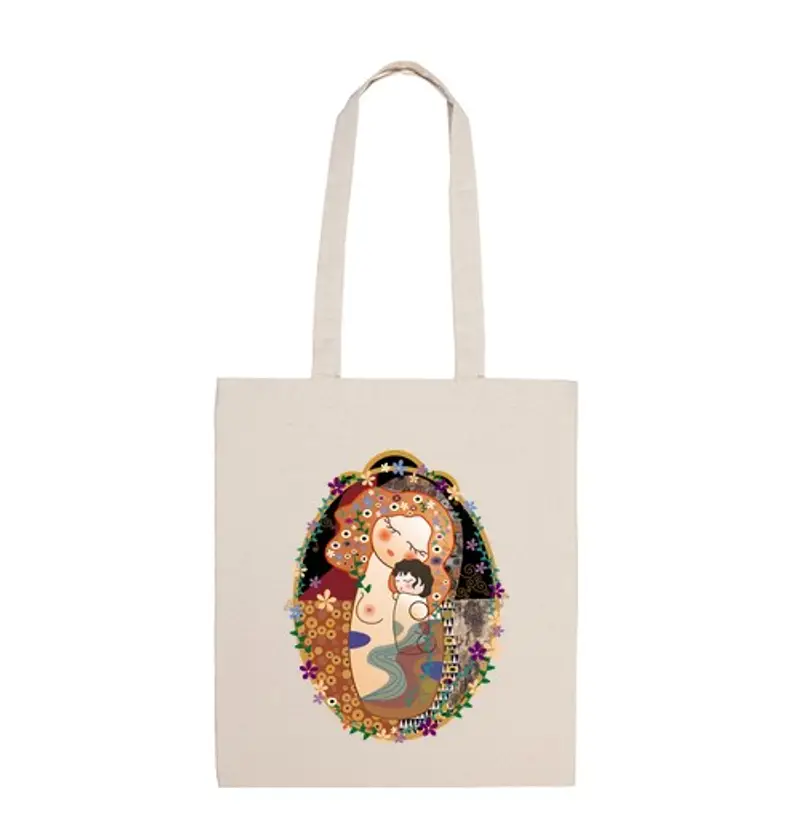 Borsa di tela stile di maternità kokeshi klimt