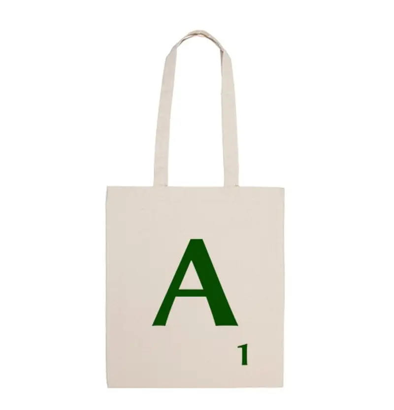 Borsa di tela tessera scaraboo con la a di 1 punto