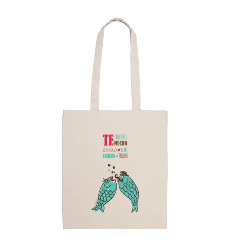 Borsa di tela ti amo come la trota di tucho