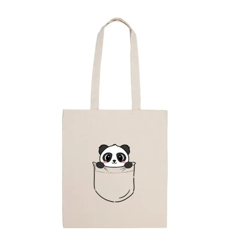 Borsa di tela tote bag panda in tasca