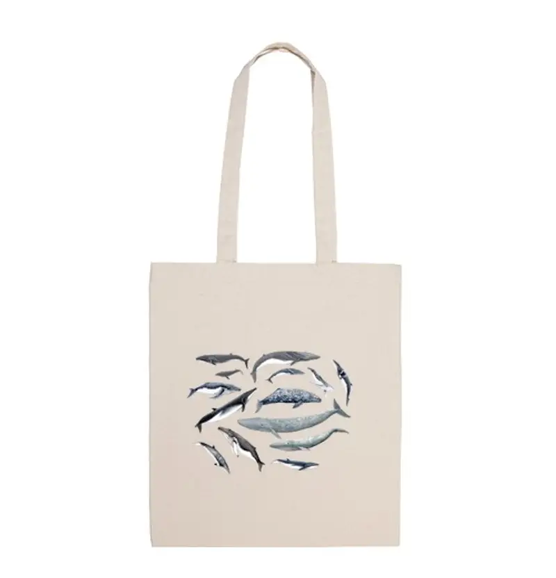 Borsa di tela tracolla rotondo balena