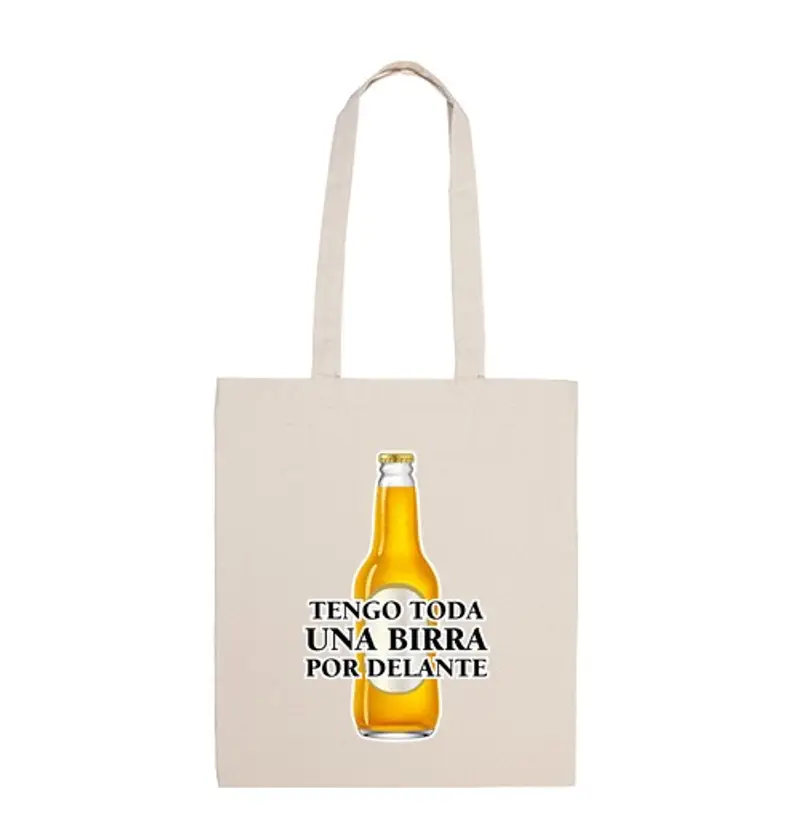 Borsa di tela una birra per anteriore