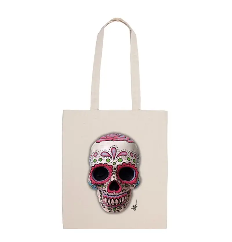 Borsa di tela vero teschio messicano