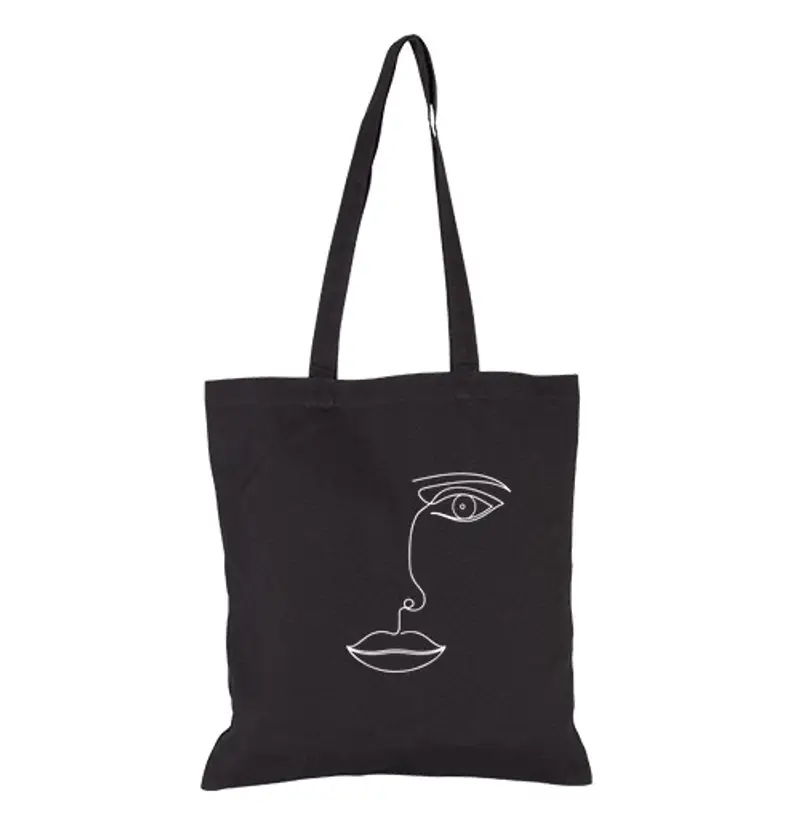 Borsa di tela volto di donna stile linea