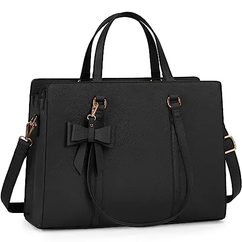 Borsa Donna Università, Tote Bag in Pelle PU, Grande, Lavoro, Porta PC 15.6 Pollici a Spalla Tracolla Nero