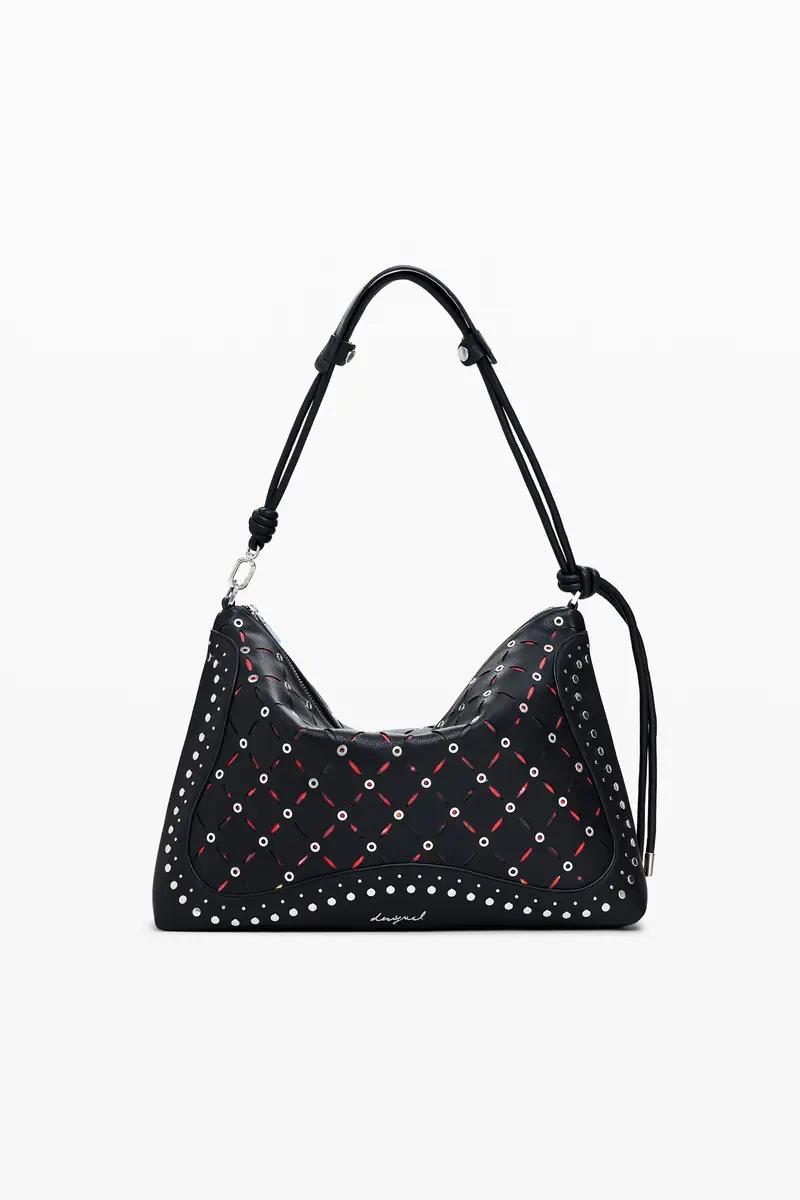 Borsa effetto pelle traforata media