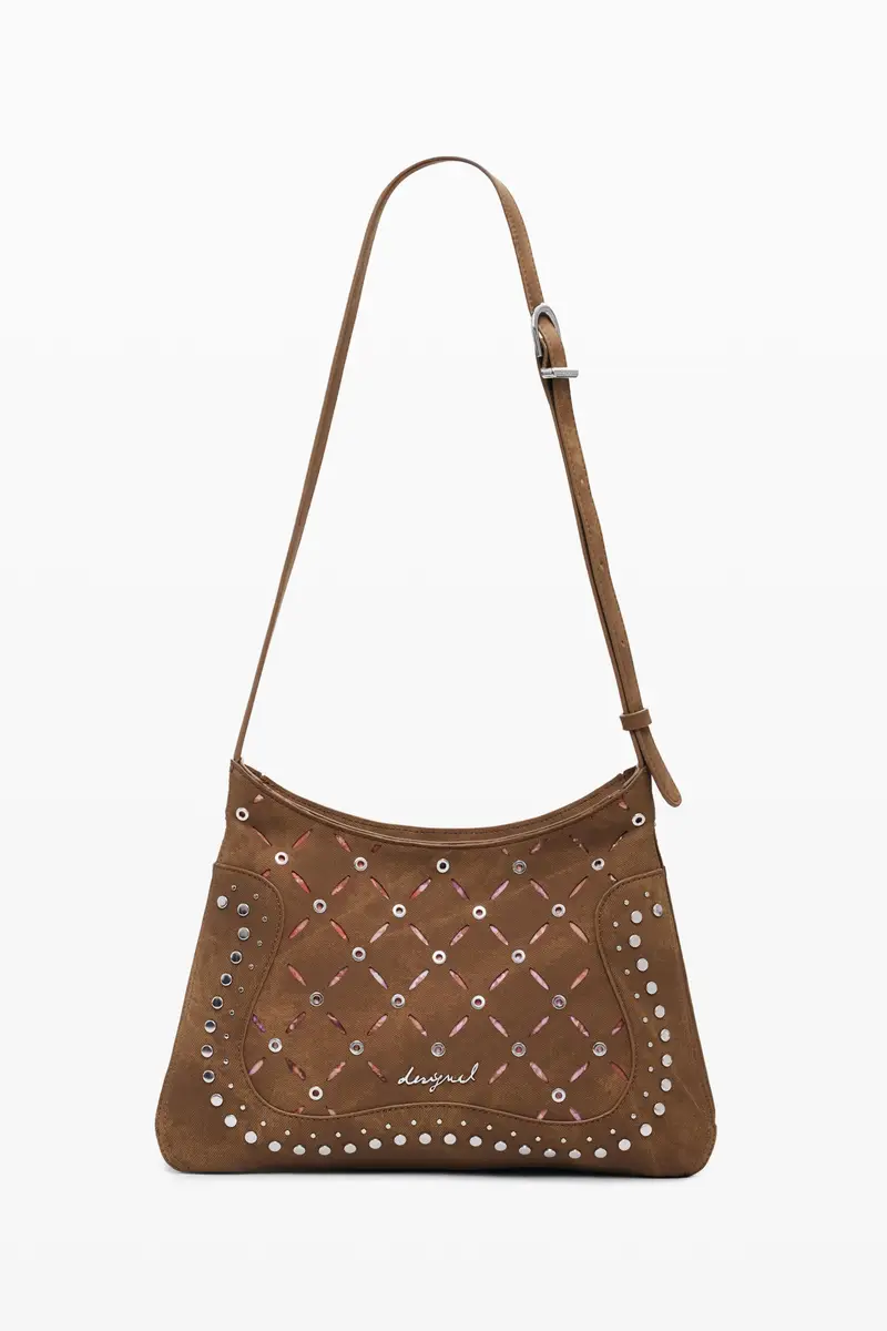 Borsa effetto pelle traforata media