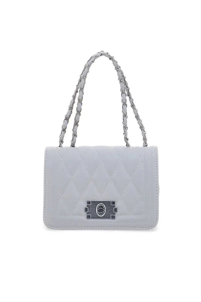 Borsa grigia trapuntata con tracolla a catena Prima Riga SPA CLIO