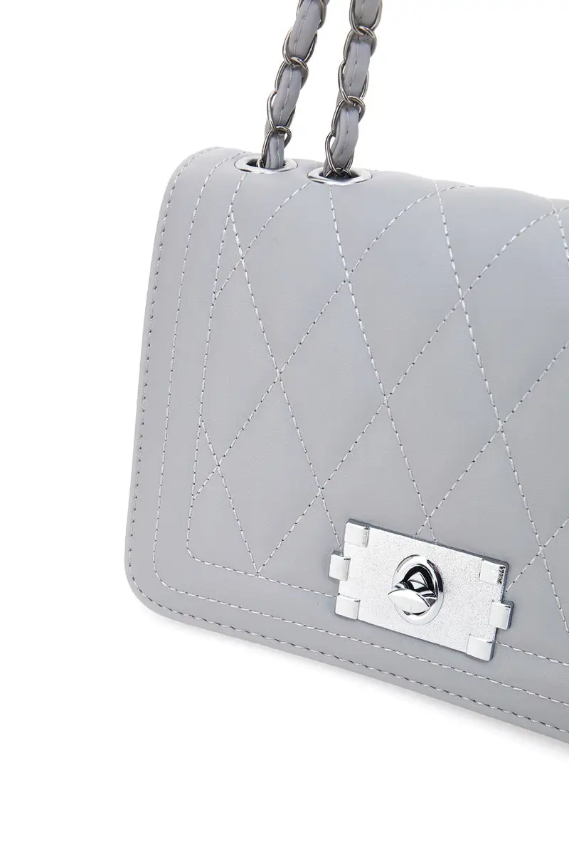 Borsa grigia trapuntata con tracolla a catena Prima Riga SPA CLIO miniatura 2