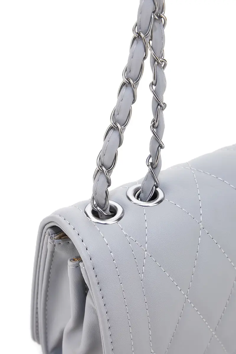 Borsa grigia trapuntata con tracolla a catena Prima Riga SPA CLIO miniatura 3