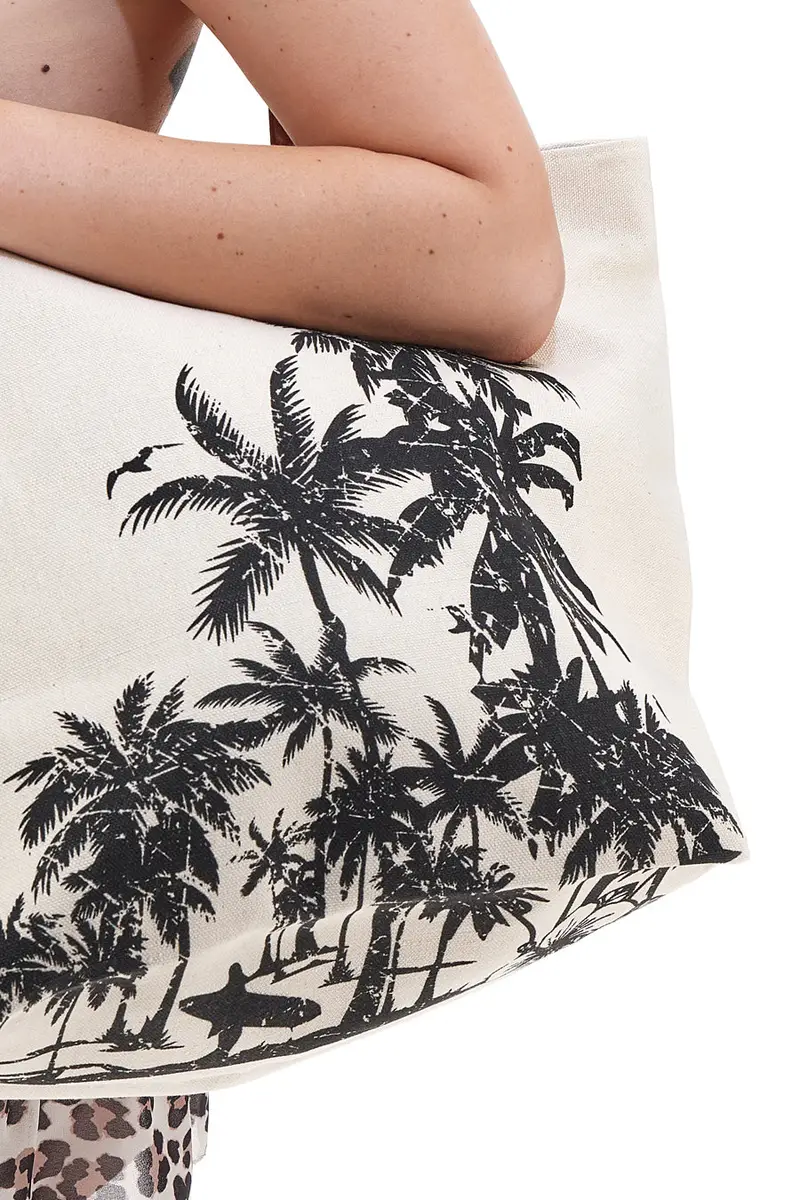 Borsa Mare Bianca con Palme Nere Fun Beach Y006 miniatura 2