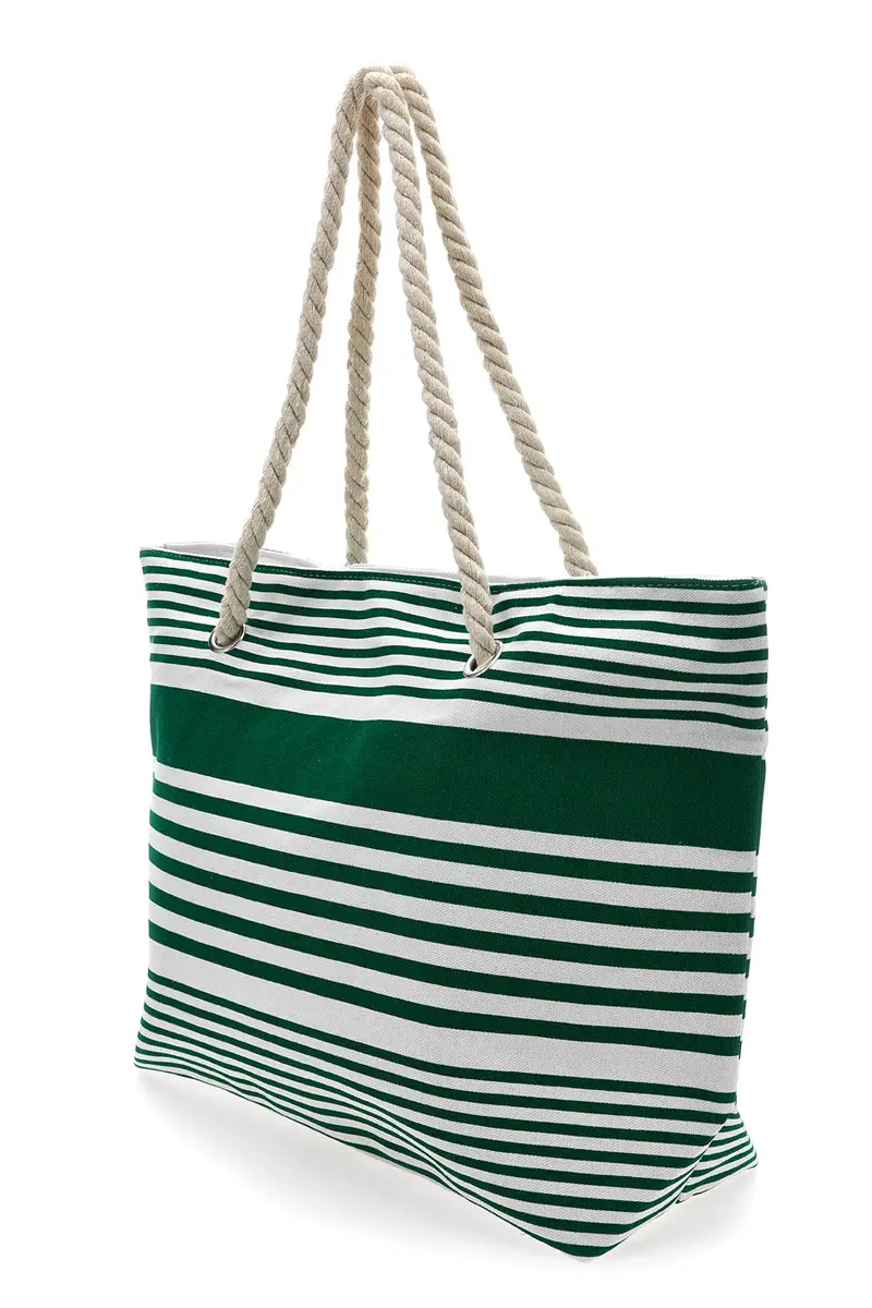Borsa Mare Bianca e Verde A Righe Fun Beach XI Y005 miniatura 2