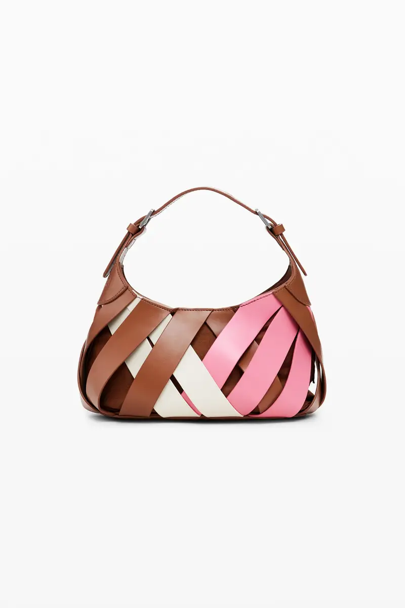 Borsa media intrecciata effetto pelle