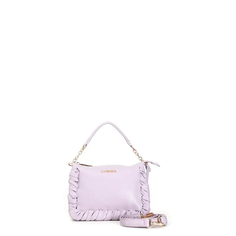 borsa morbida con zip e infilature ai bordi glicine