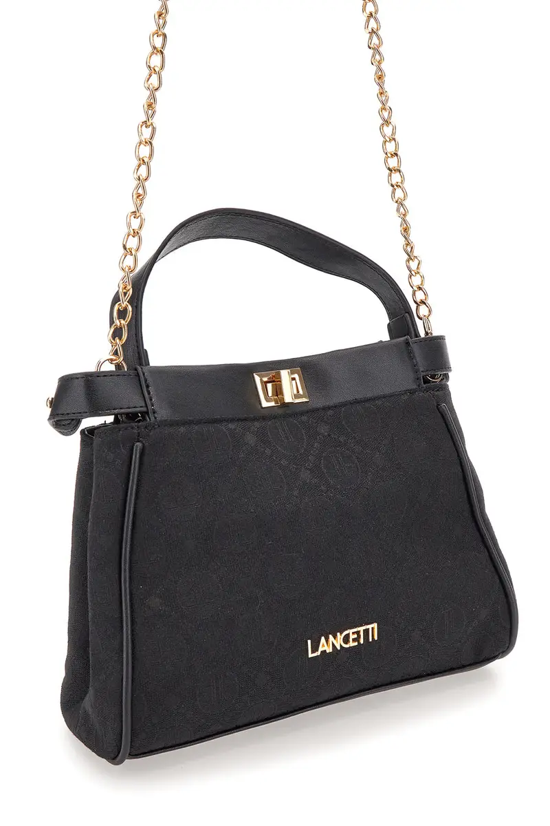 Borsa nera con tracolla con catenella Lancetti Seyla miniatura 2