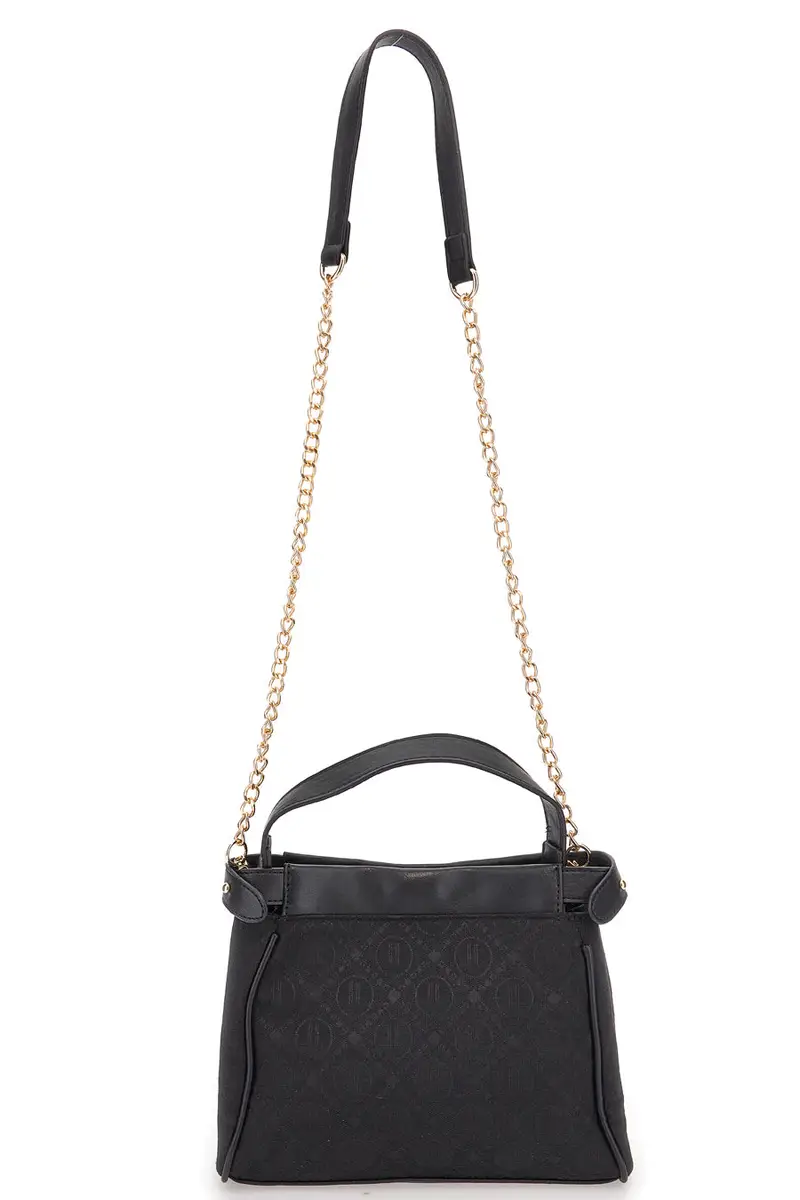 Borsa nera con tracolla con catenella Lancetti Seyla miniatura 3