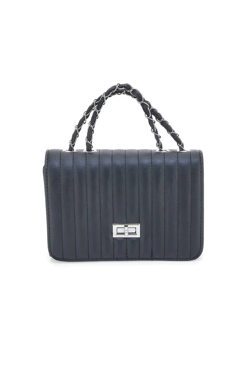 Borsa nera trapuntata con doppio manico PRIMA RIGA SPA ATENA