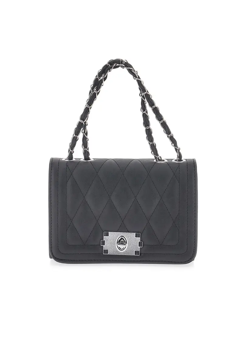 Borsa nera trapuntata con tracolla a catena Prima Riga SPA CLIO