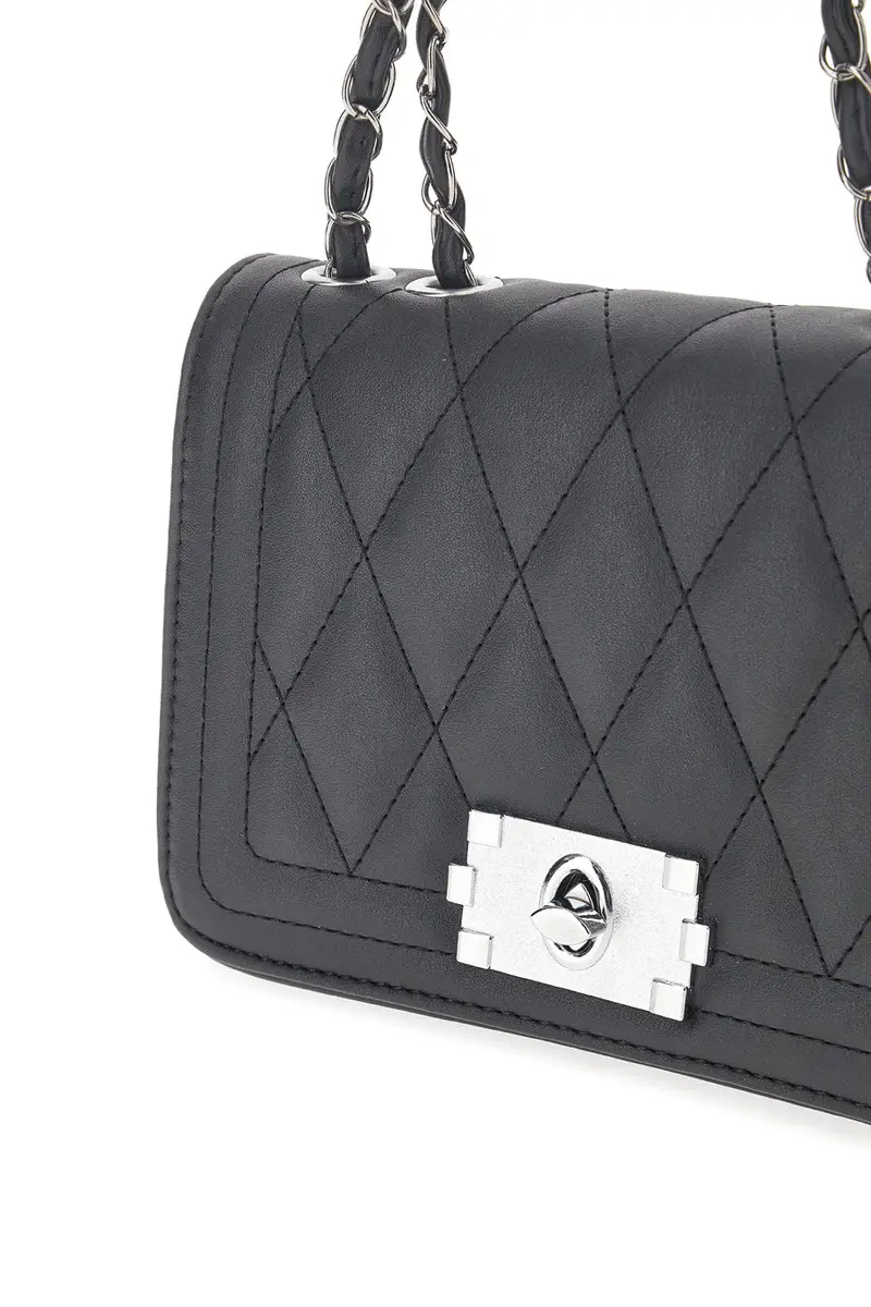 Borsa nera trapuntata con tracolla a catena Prima Riga SPA CLIO miniatura 2