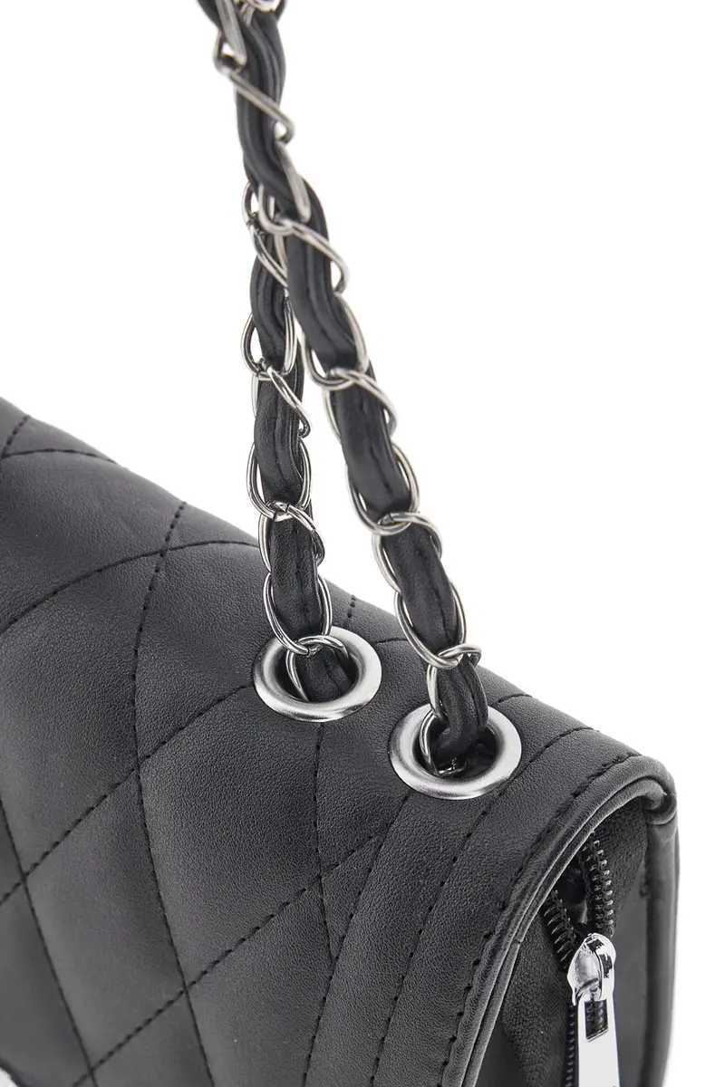 Borsa nera trapuntata con tracolla a catena Prima Riga SPA CLIO miniatura 3