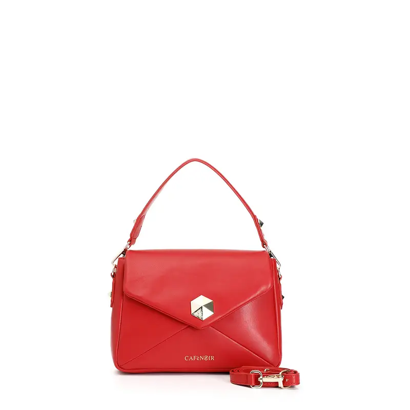 borsa piccola con pattina trapuntata con borchie esagonali rosso taglia unica