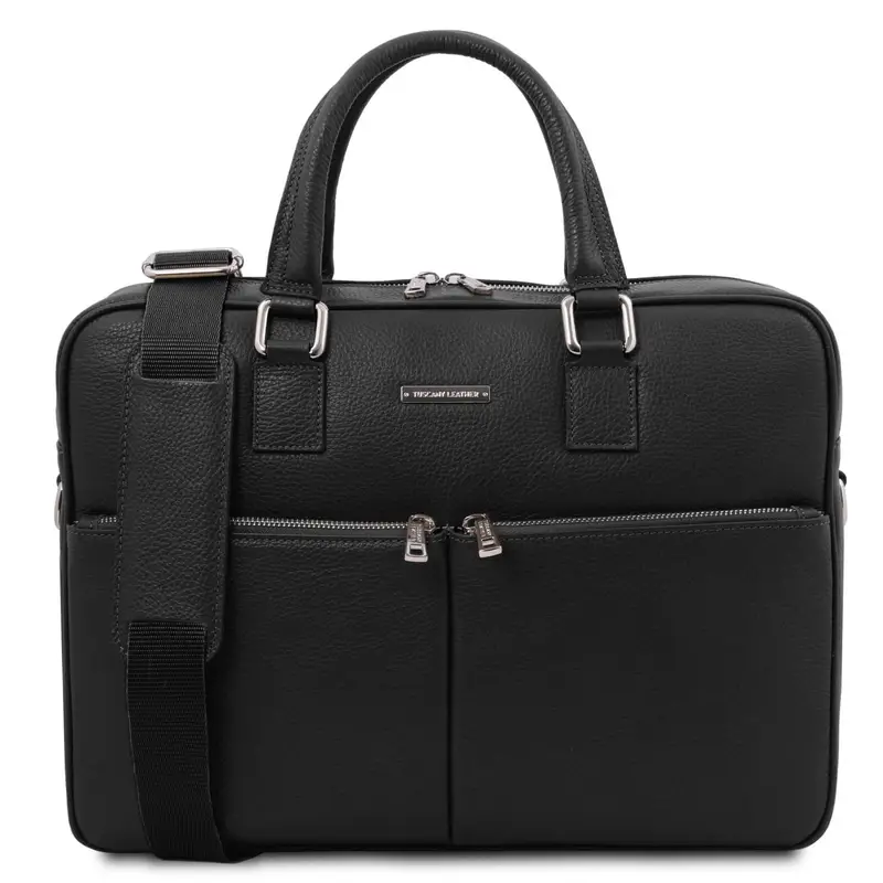 Borsa porta computer in pelle Nero