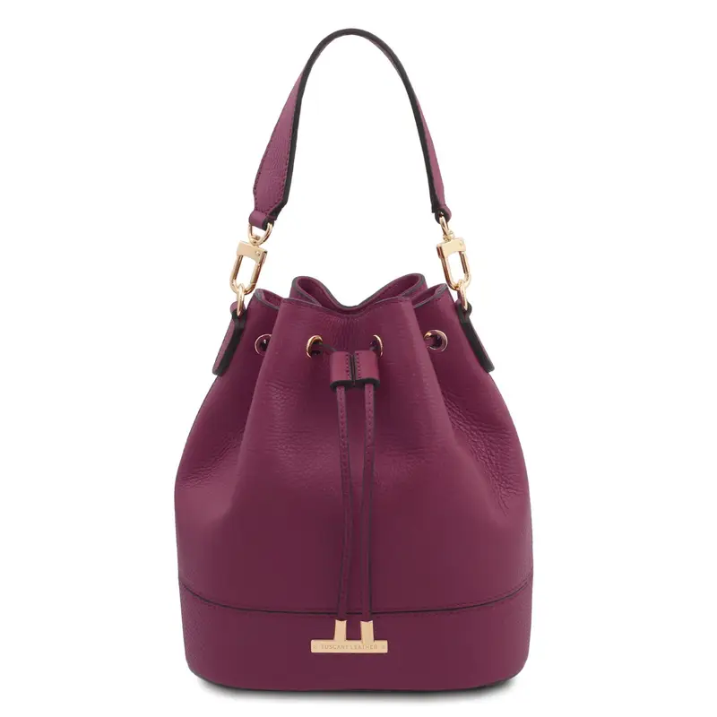 Borsa secchiello in pelle Bordeaux