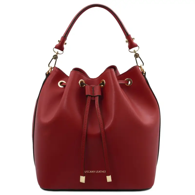 Borsa secchiello in pelle Rosso