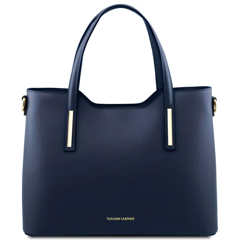 Borsa shopping in pelle Blu scuro