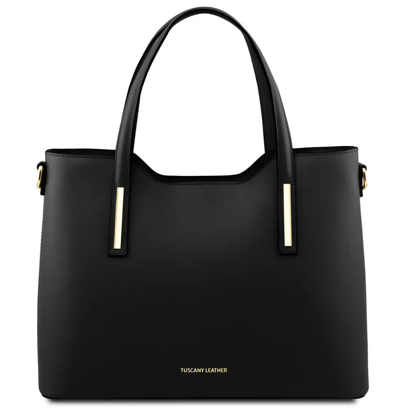 Borsa shopping in pelle Nero
