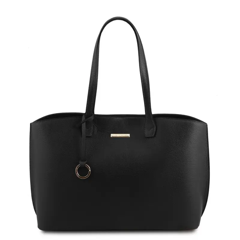 Borsa shopping in pelle Nero