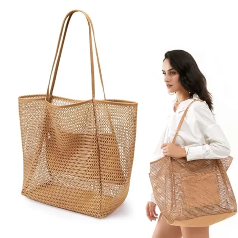 Borsa Spiaggia Donna, Famiglia Borsa Mare Impermeabile, Leggera Pieghevole Multitasche ad Ampia Borsa Mare, Beach Tote Bag Pieghevole Borsa da Viaggio, per Spiaggia Viaggio Vacanze