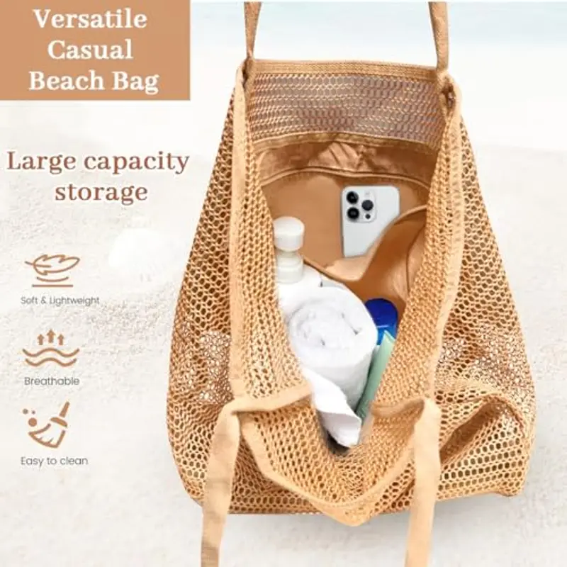 Borsa Spiaggia Donna, Famiglia Borsa Mare Impermeabile, Leggera Pieghevole Multitasche ad Ampia Borsa Mare, Beach Tote Bag Pieghevole Borsa da Viaggio, per Spiaggia Viaggio Vacanze miniatura 2