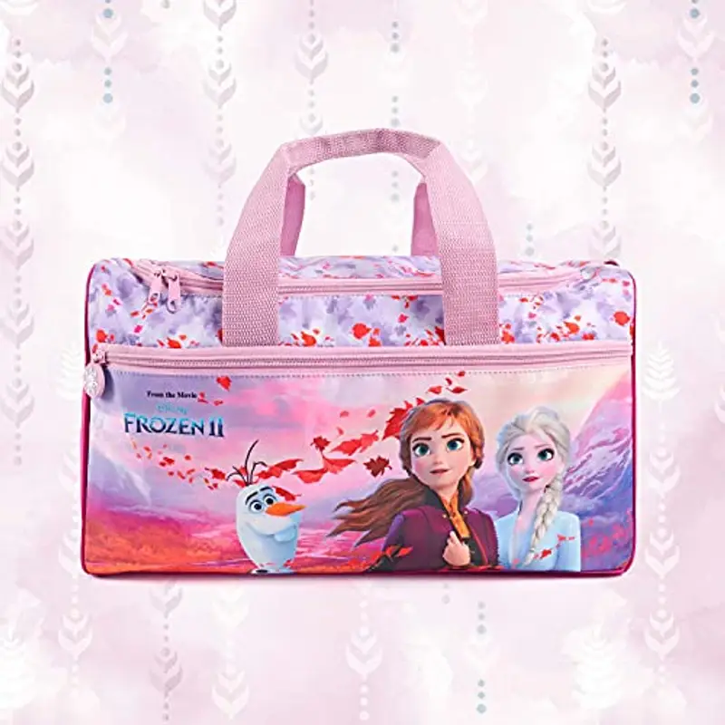 Borsa Sport Bambina con Stampa Principesse Anna Elsa Olaf - Sacca Sportiva Bimba Disney Frozen 2 con Tracolla - Borsone Palestra Rosa e Lilla per Bambine Tempo Libero e Viaggi - 35x22.5x15 - Perletti miniatura 3