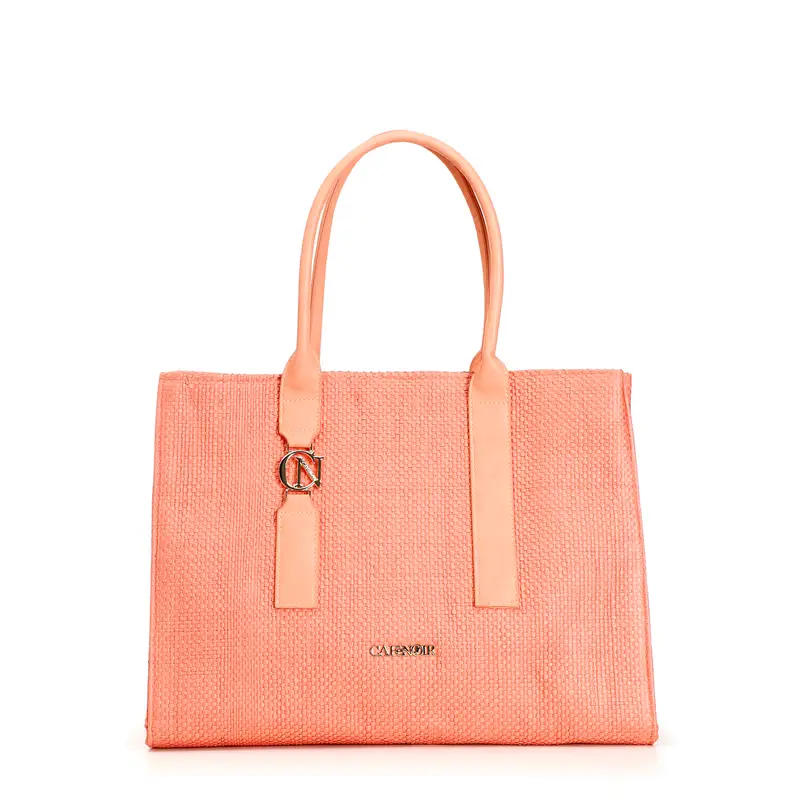 borsa squadrata con manici in tono e accessorio cafènoir albicocca taglia unica